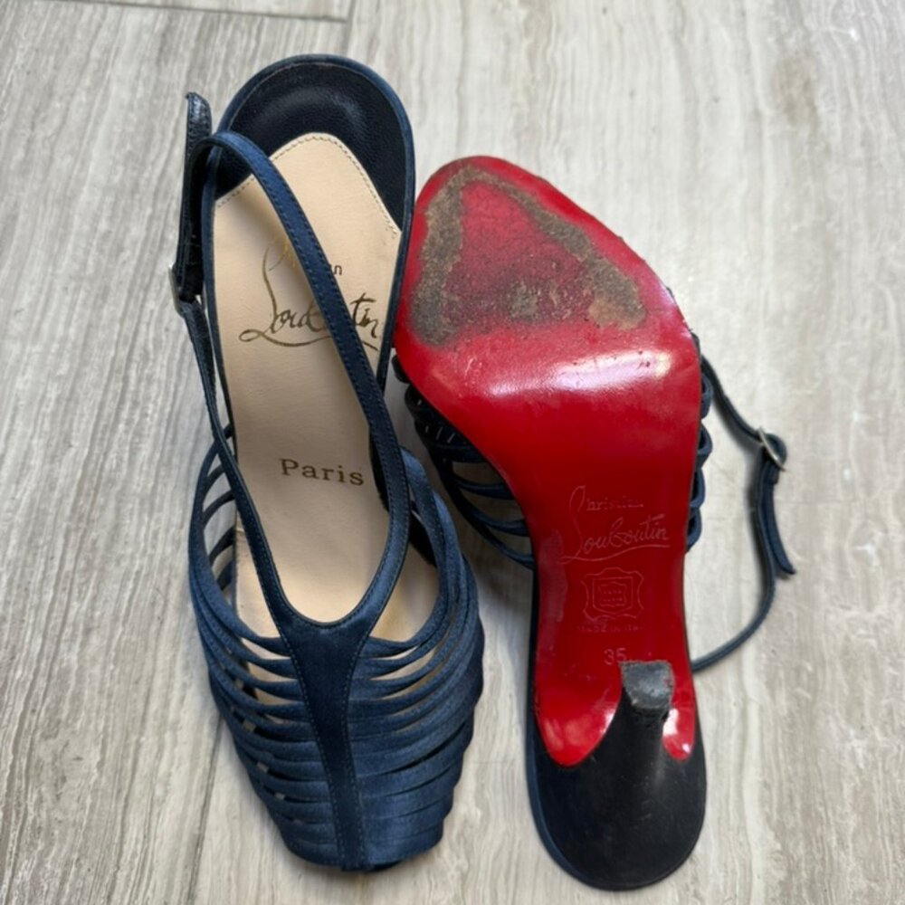 Christian Louboutin Blue Satin Sandals